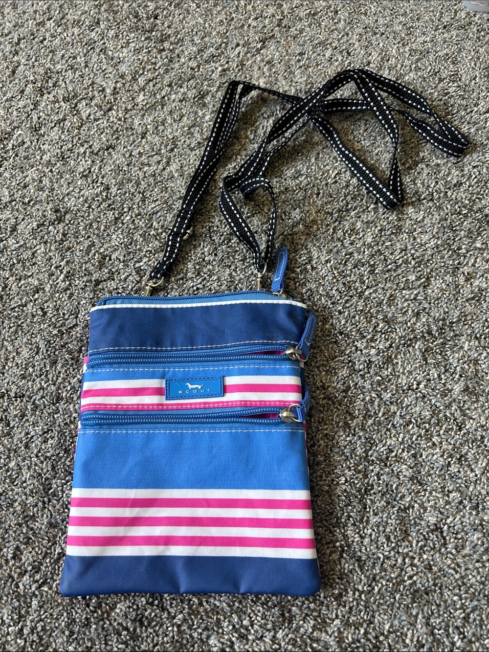 Scout Blue, Pink & White Striped Crossbody Pouch